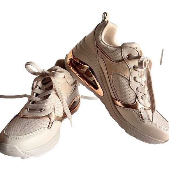 SKECHERS Womens Sz 11 Street Los Angeles UNO PRIMA Shinyair Athletic Shoes Beige - Picture 1 of 16